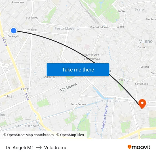 De Angeli M1 to Velodrome map