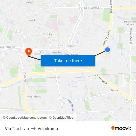 Tito Livio Street to Velodrome map