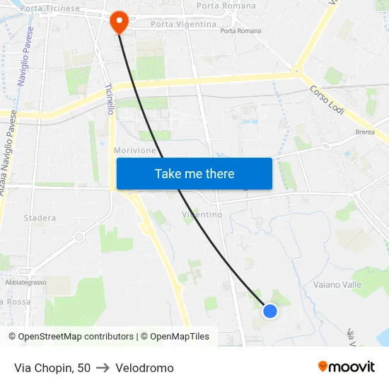 Chopin Street, 50 to Velodrome map