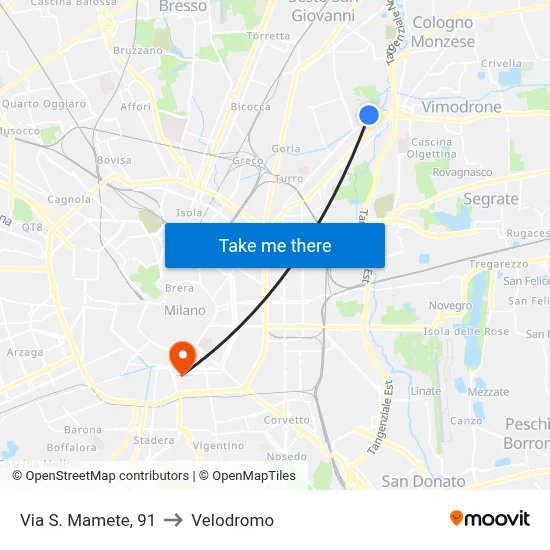 91 San Mamete Street to Velodrome map