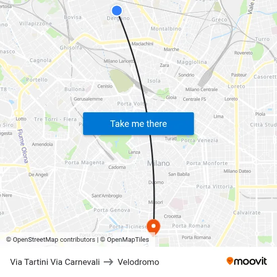 Tartini Street Carnevali Street to Velodrome map