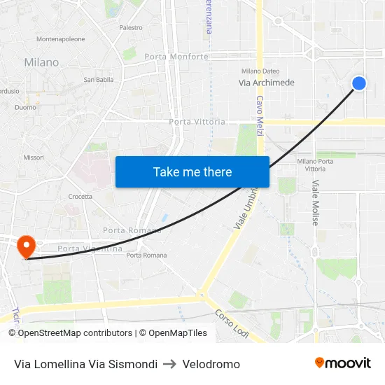 Via Lomellina Via Sismondi to Velodrome map