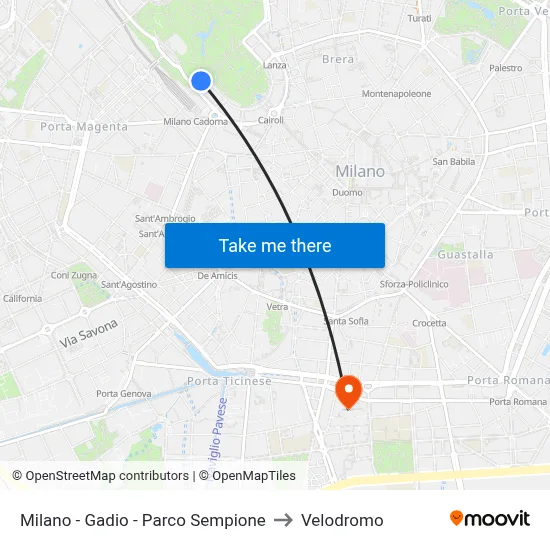 Milan - Gadio - Sempione Park to Velodrome map