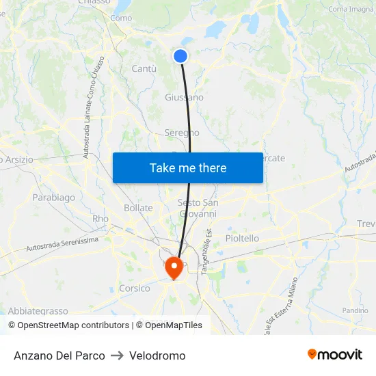 Anzano Del Parco to Velodrome map
