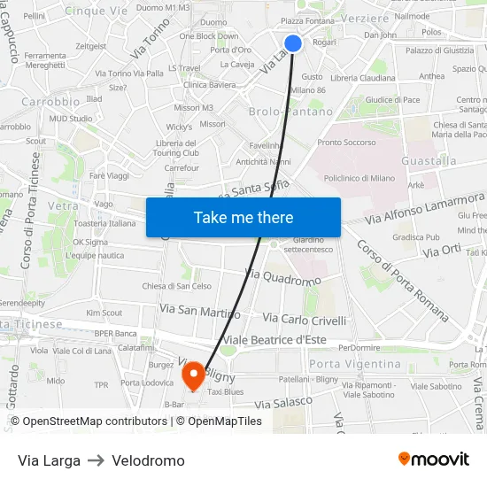 Wide Street to Velodrome map