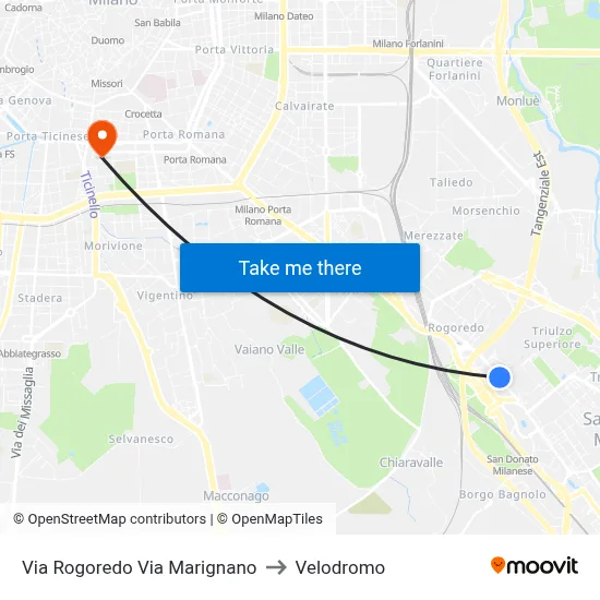 Rogoredo Street Marignano Street to Velodrome map