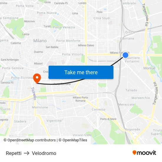 Repetti to Velodrome map