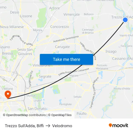 Trezzo Sull'Adda, Biffi to Velodrome map