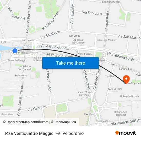 Twenty-Fourth May Square to Velodrome map