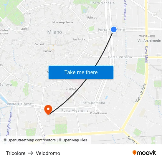 Tricolore to Velodrome map