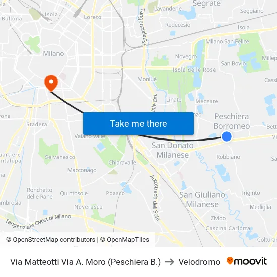 Matteotti Street A. Moro Street (Peschiera B.) to Velodrome map
