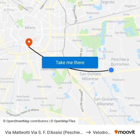 Matteotti Street St. Francis of Assisi Street (Peschiera B.) to Velodrome map