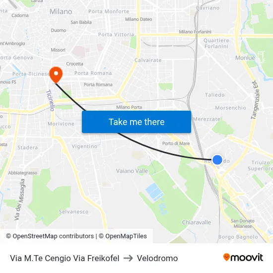 Via Monte Cengio Via Freikofel to Velodrome map