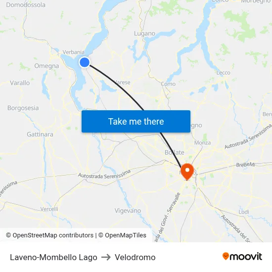 Laveno-Mombello Lake to Velodrome map
