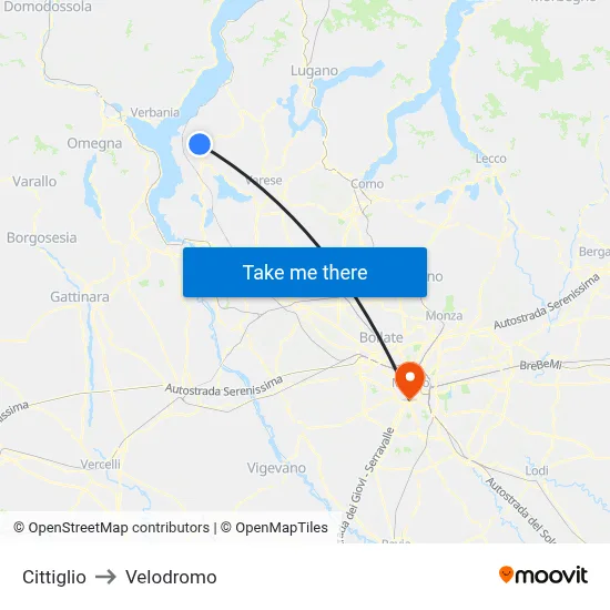 Cittiglio to Velodrome map