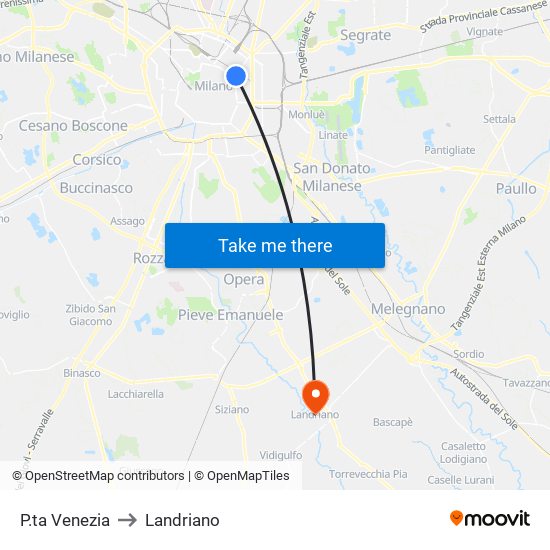 P.ta Venezia to Landriano map