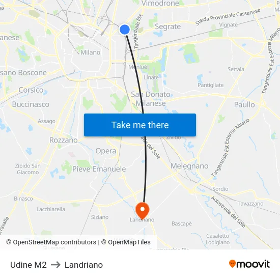 Udine M2 to Landriano map