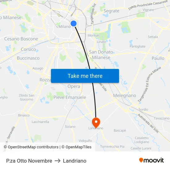 Plaza Otto November to Landriano map