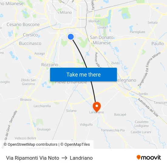 Ripamonti Street Noto Street to Landriano map