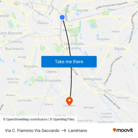 Via C. Flaminio Via Saccardo to Landriano map