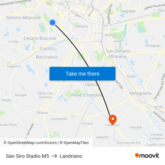 San Siro Stadium M5 to Landriano map
