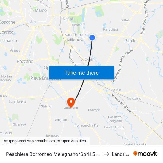 Peschiera Borromeo Melegnano/Sp415 Paullese to Landriano map