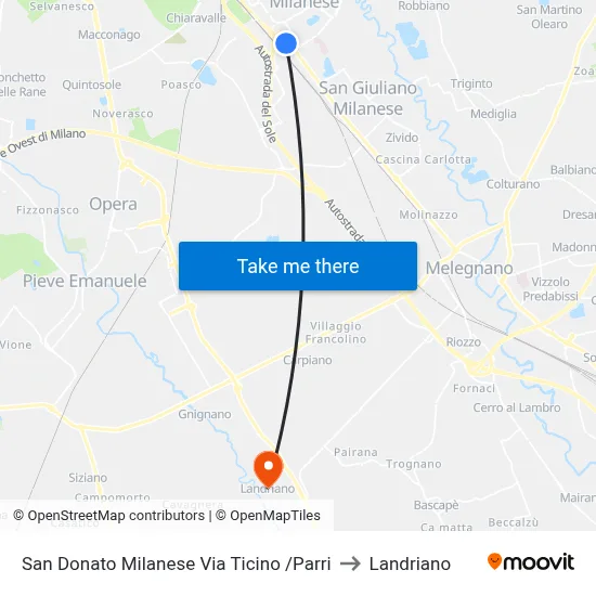 San Donato Milanese Via Ticino /Parri to Landriano map