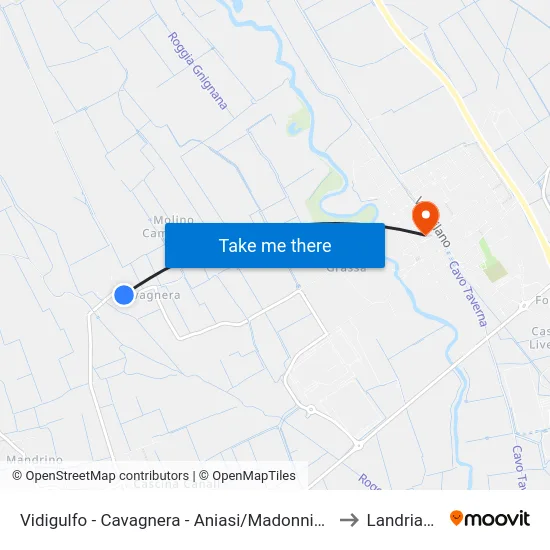 Vidigulfo - Cavagnera - Aniasi/Madonnina to Landriano map