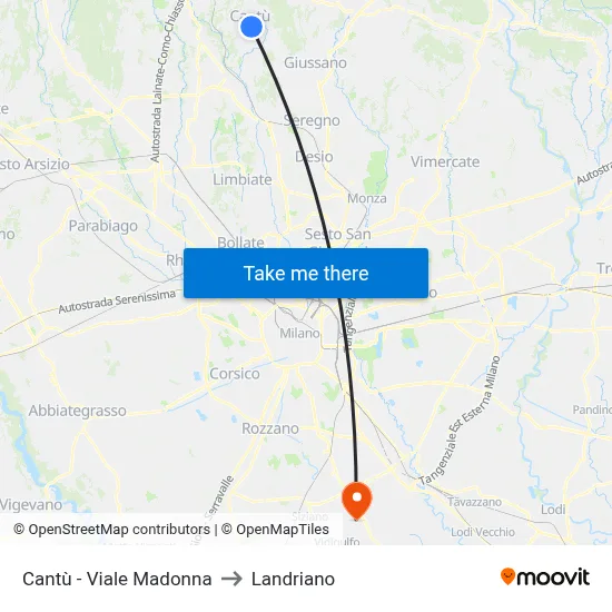 Cantù - Madonna Avenue to Landriano map