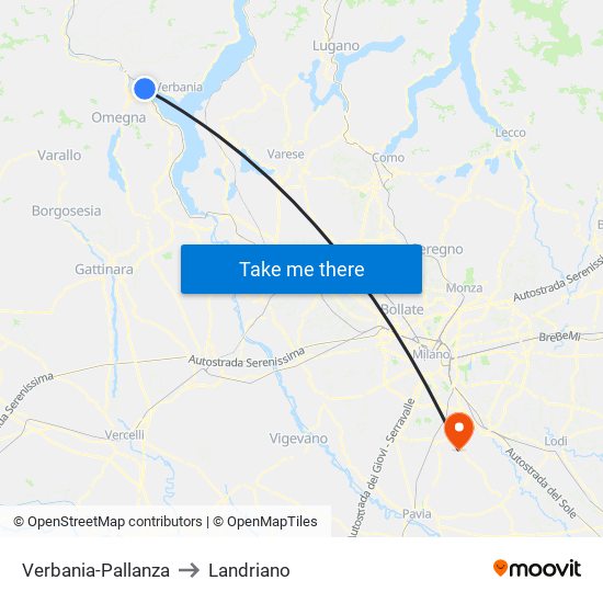 Verbania-Pallanza to Landriano map