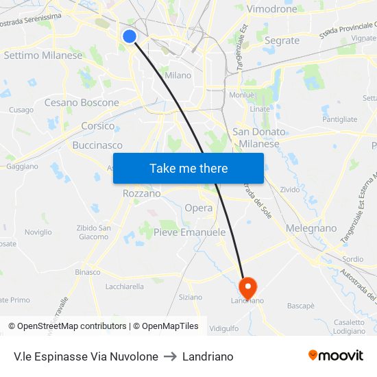 V.le Espinasse Via Nuvolone to Landriano map