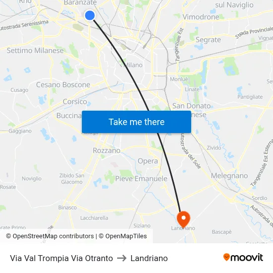 Via Val Trompia Via Otranto to Landriano map