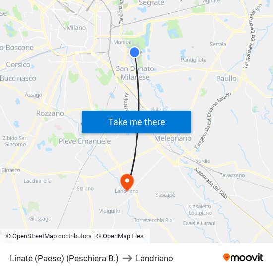 Linate (Paese) (Peschiera B.) to Landriano map