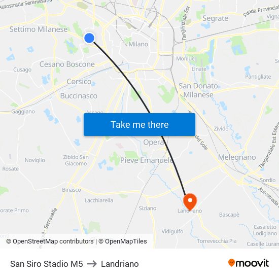 San Siro Stadio M5 to Landriano map