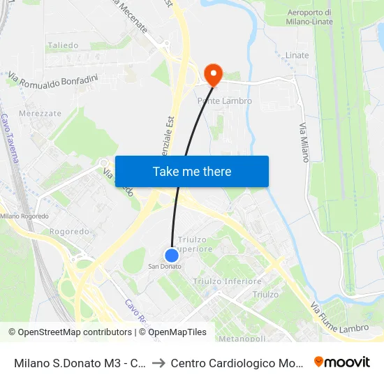 Milano S.Donato M3 - C1 S4 to Centro Cardiologico Monzino map