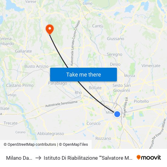 Milano Dateo to Istituto Di Riabilitazione ""Salvatore Maugeri"" map