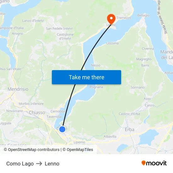 Como Lago to Lenno map