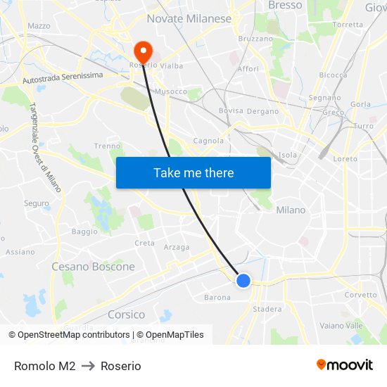 Romolo M2 to Roserio map