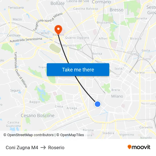 Coni Zugna M4 to Roserio map