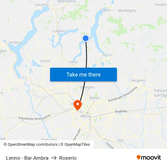 Lenno - Ambra Bar to Roserio map