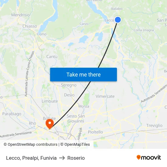 Lecco, Prealpi, Funivia to Roserio map