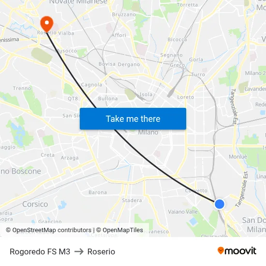 Rogoredo Railway Station M3 to Roserio map