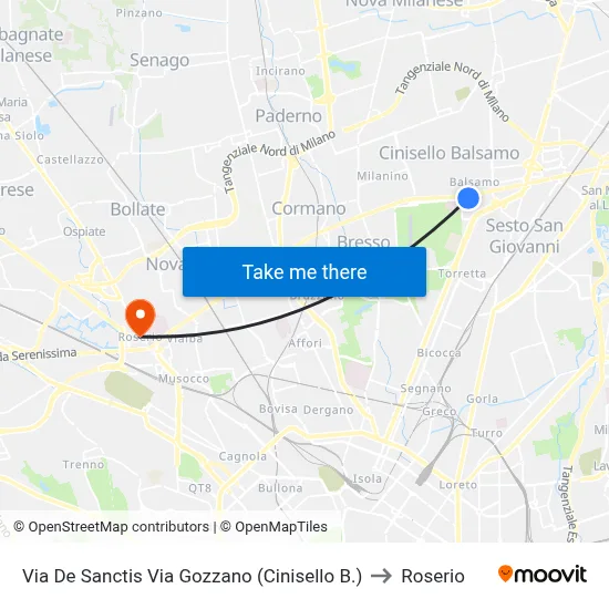 Via De Sanctis Via Gozzano (Cinisello B.) to Roserio map