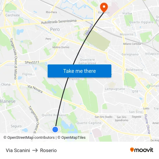 Via Scanini to Roserio map