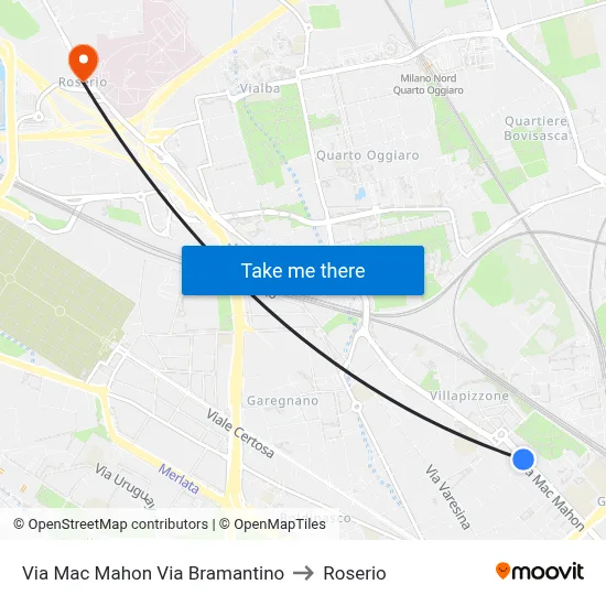 Mac Mahon Street Via Bramantino to Roserio map