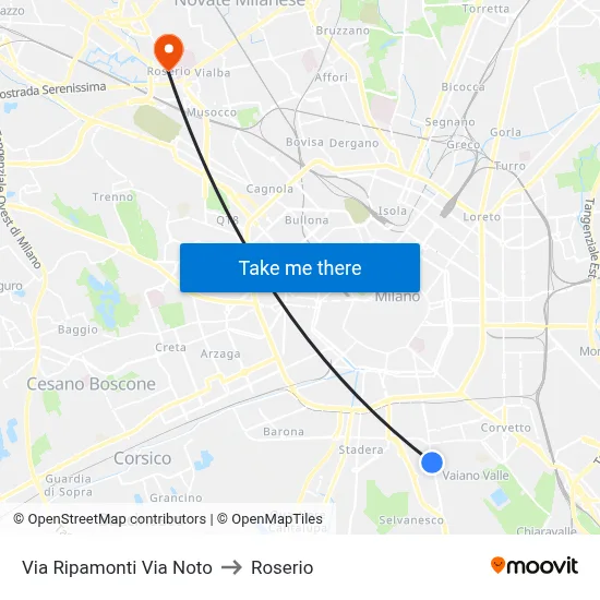 Via Ripamonti Via Noto to Roserio map