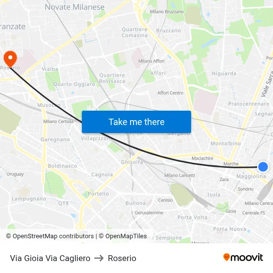 Gioia Street Cagliero Street to Roserio map