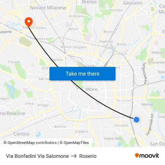 Via Bonfadini Via Salomone to Roserio map