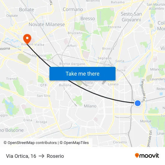 Via Ortica, 16 to Roserio map