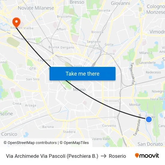 Via Archimede Pascoli Street (Peschiera B.) to Roserio map